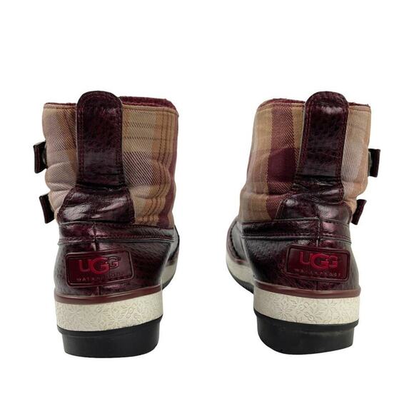 UGG Plaid Marrais Double Buckle Waterproof Lined Leather Upper Boots Womens 7 - Picture 5 of 16